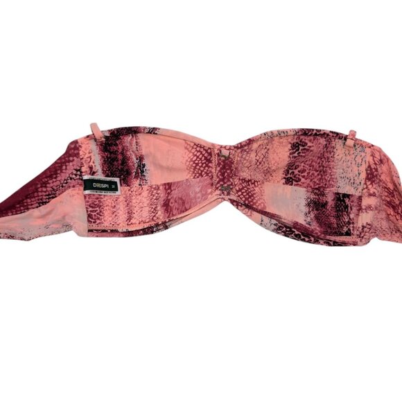 Despi 2 Piece Bikini Swimsuit Womens Pink Snake Bandeau Convertible Top Sz S/M - Picture 10 of 10
